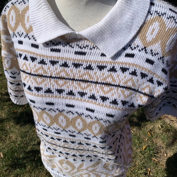 Vintage Short Sleeve Knit Sweater Top - image 3