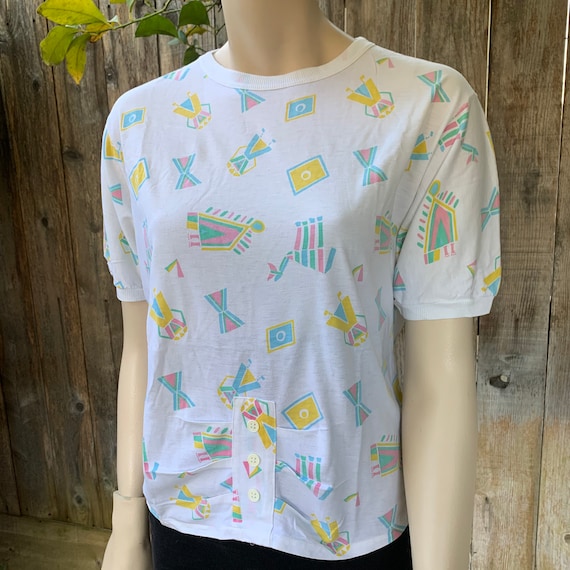 Vintage 80s Shirt, Abstract/Southwestern Print