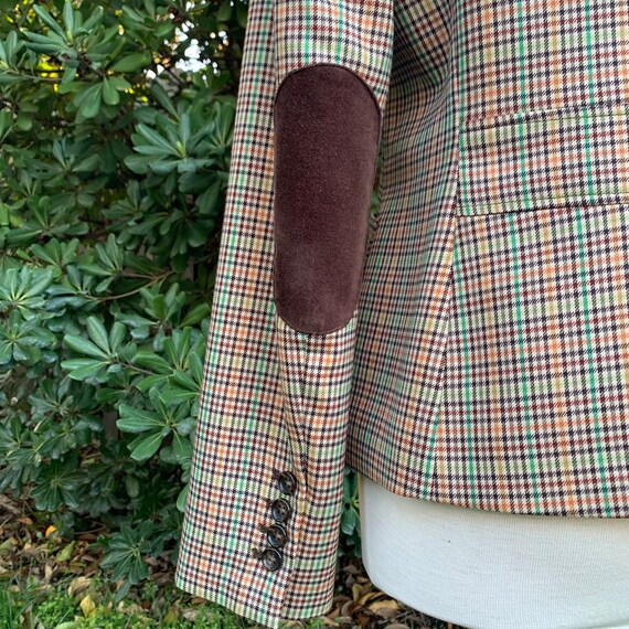 Plaid Wool Blend Blazer with Elbow Patch - image 7