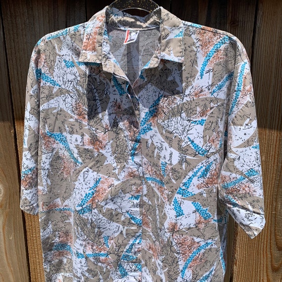 80s Abstract Print Button Shirt - image 7