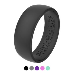 Personalized Silicone Ring, Customized Engraved Wedding Band for Men and Women