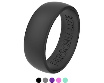 Personalized Silicone Ring, Customized Engraved Wedding Band for Men and Women