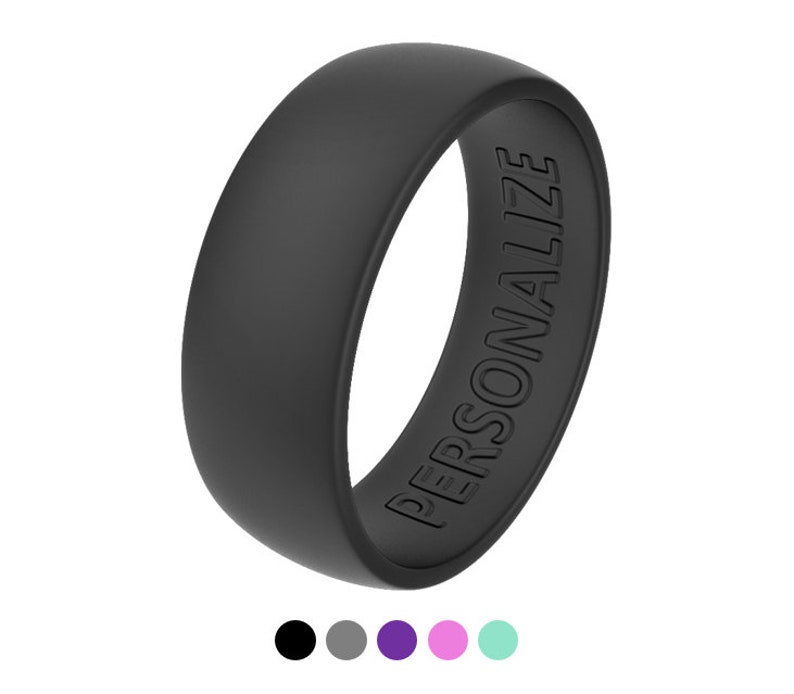 Personalized Silicone Ring, Customized Engraved Wedding Band for Men and Women