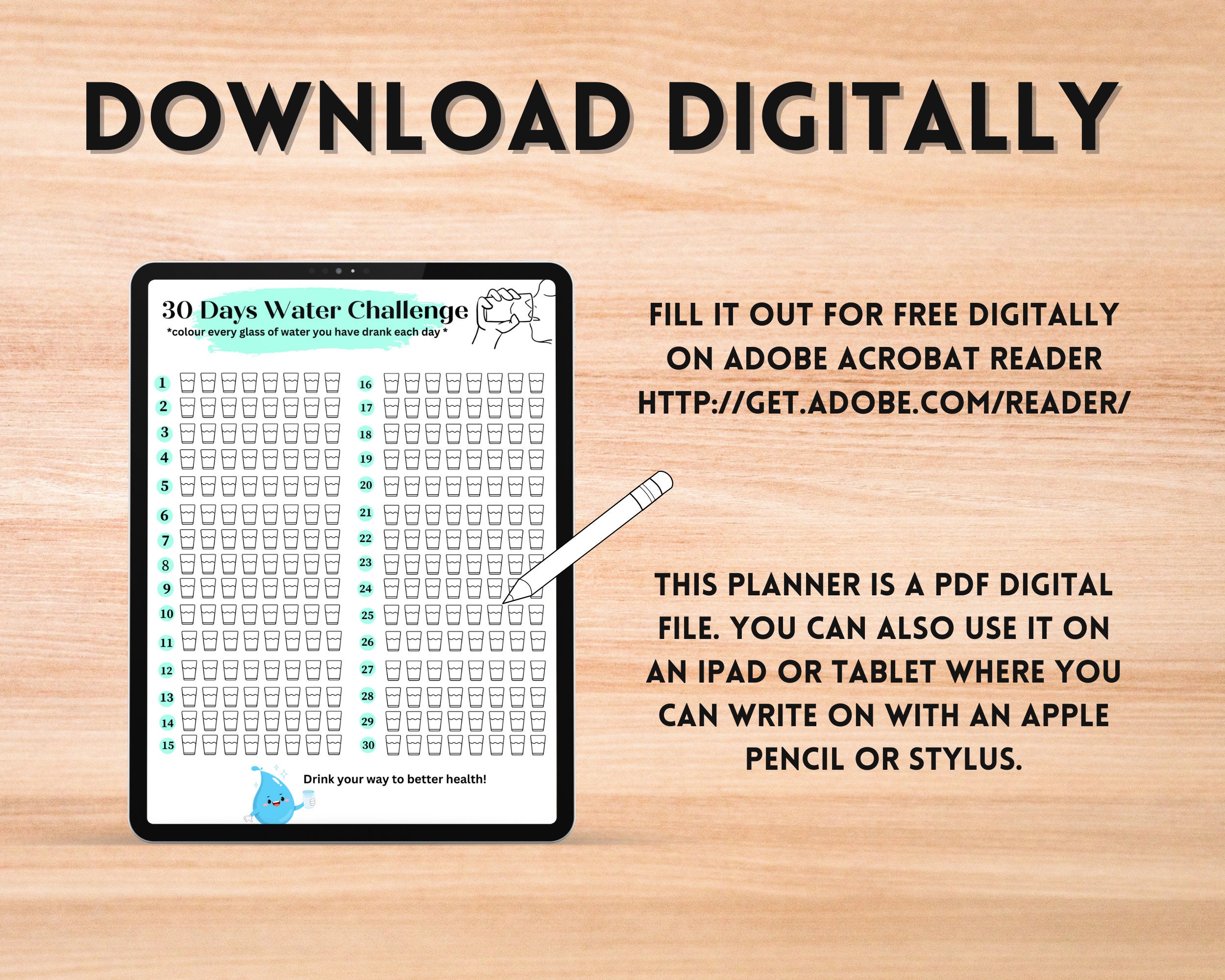 30 DAY CHALLENGE Printable, Water Challenge, Savings Goal, Money ...