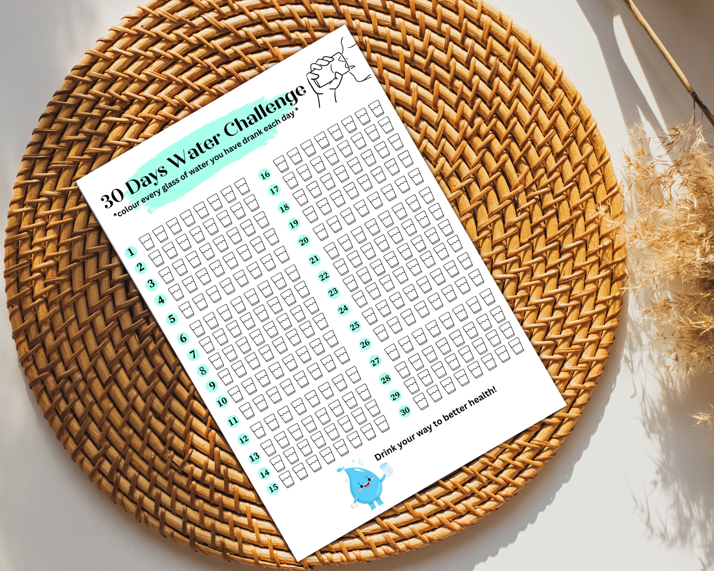 30 DAY CHALLENGE Printable, Water Challenge, Savings Goal, Money ...
