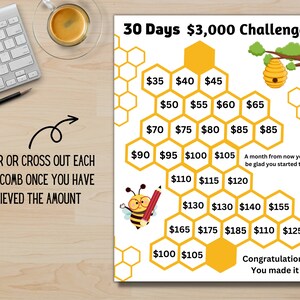 30 Days 3K Savings Challenge Printable Editable PDF, Savings Goal, Money Challenge, US Letter, Instant Download