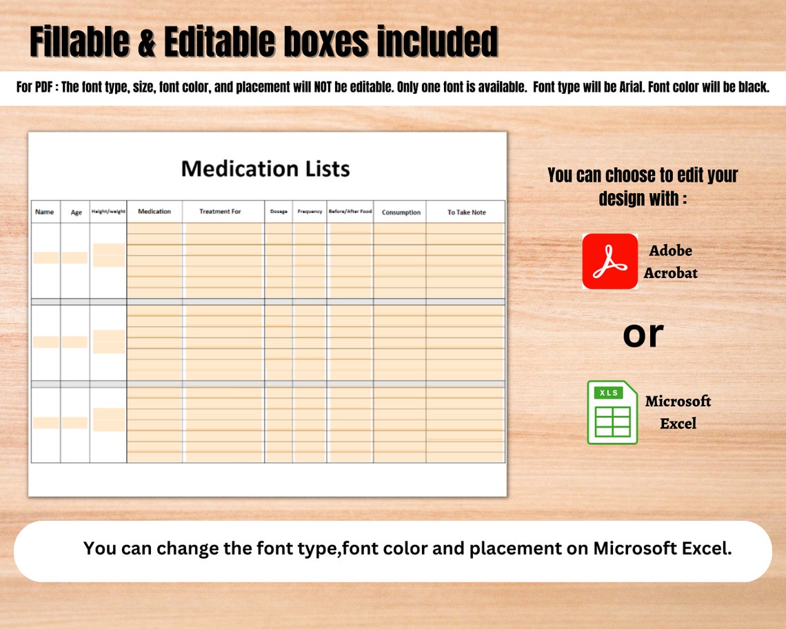 Excel Medication Tracker Medication Lists Printable Fillable PDF Excel Medication Tracker Medication Lists Printable Fillable PDF