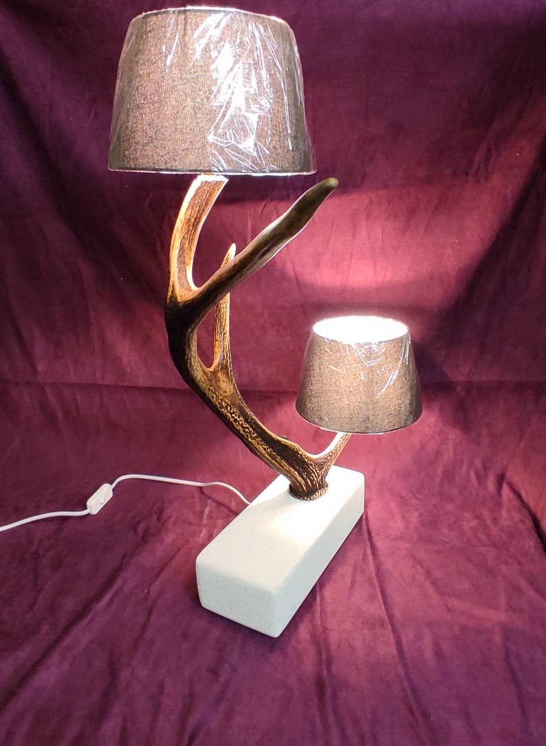 cell concrete base Lamp to lay in real deer antlers decors rustic country countryside cottage Great model