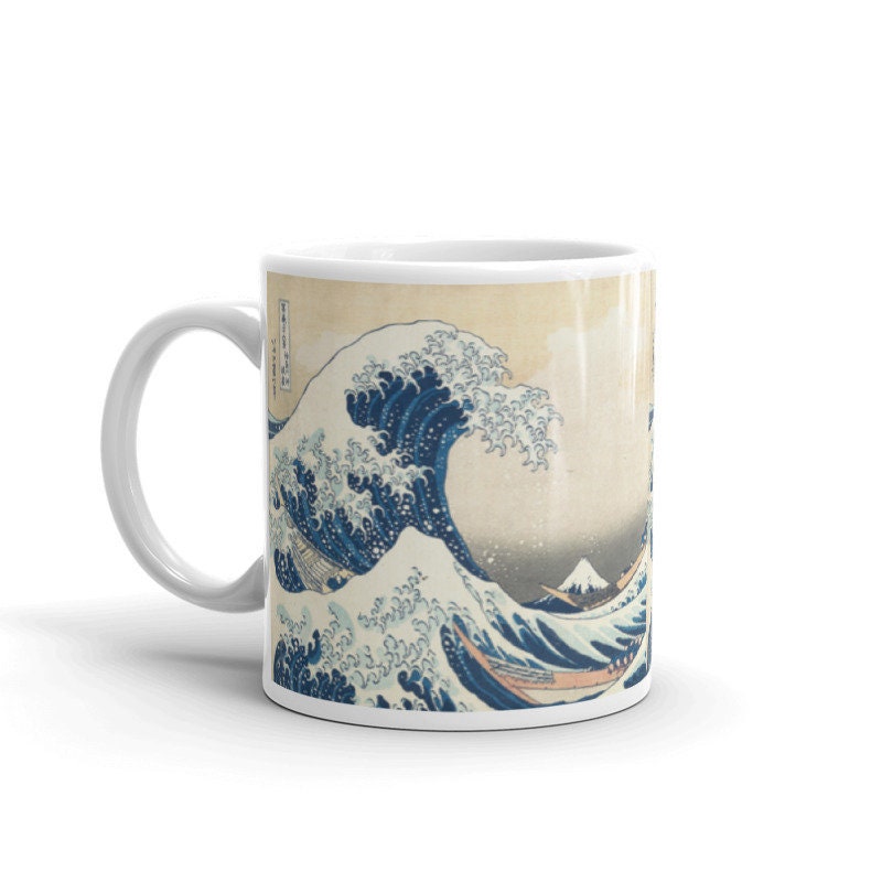 Mug La Grande Vague De Kanagawa Hokusai - 325ml - Céramique Blanche - Boîte Cadeau - Neuf