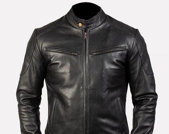Black Leather Bomber Jacket Mens With Quilted Shoulders Design Black Bomber Leather Jacket Mens Flight Jacket Black Leather Aviator Jacket