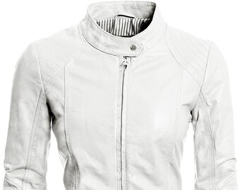white genuine leather jacket