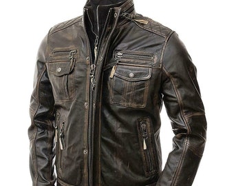 Men's Biker Cafe Racer Vintage Motorcycle Distressed Tan - Etsy