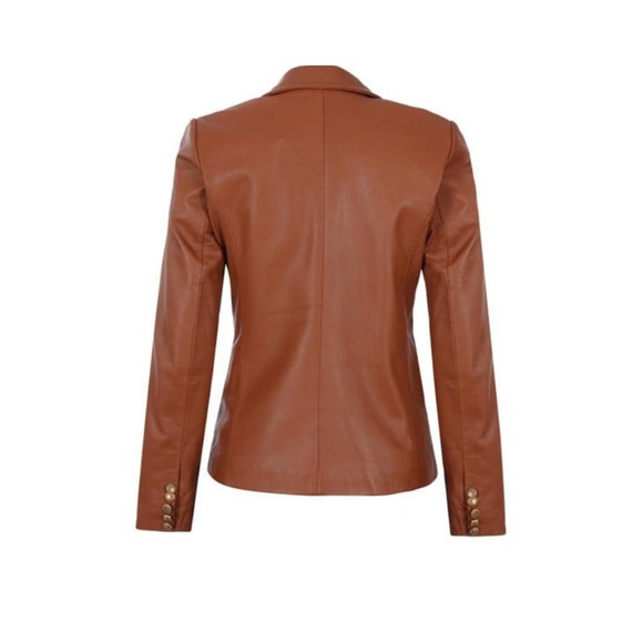 Blazer cuir marron femme sale