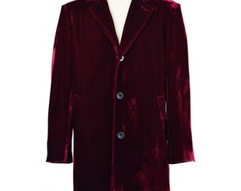 Long Velvet Coat Men's Maroon Coat Long Velvet Jacket Overcoat For Men Long Jacket For Men Lapel Coat Gents Long Coat Maroon Coat Male Coat