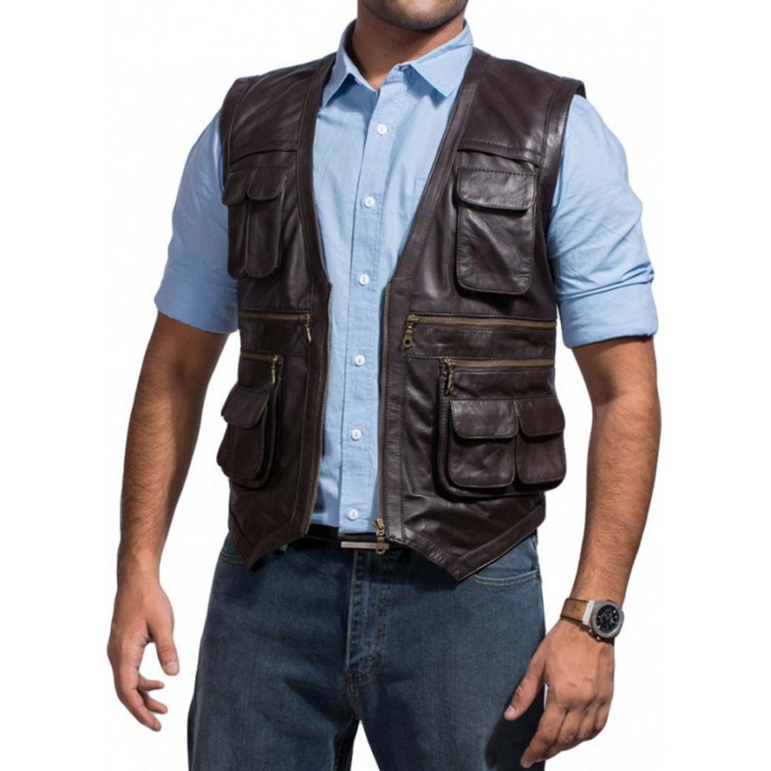Leather work shop vest