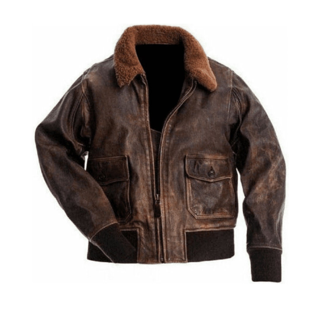 Flight Bomber Jacket Leather Aviator Jacket for Men Vintage Leather ...
