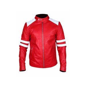 Red Leather Biker Jacket Mens Leather Motorcycle Jacket Red Leather Jacket Mens Cafe Racer Leather Motorcycle Jacket Leather Biker Jacket