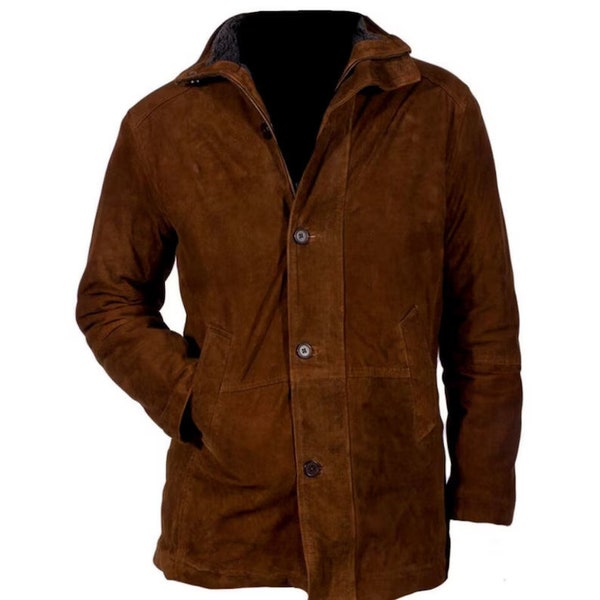 Brown Long Leather Jacket Brown Suede Leather Jacket Mens Brown Leather Coat Brown Long Coat Suede Leather Coat Jacket Leather Coats For Men