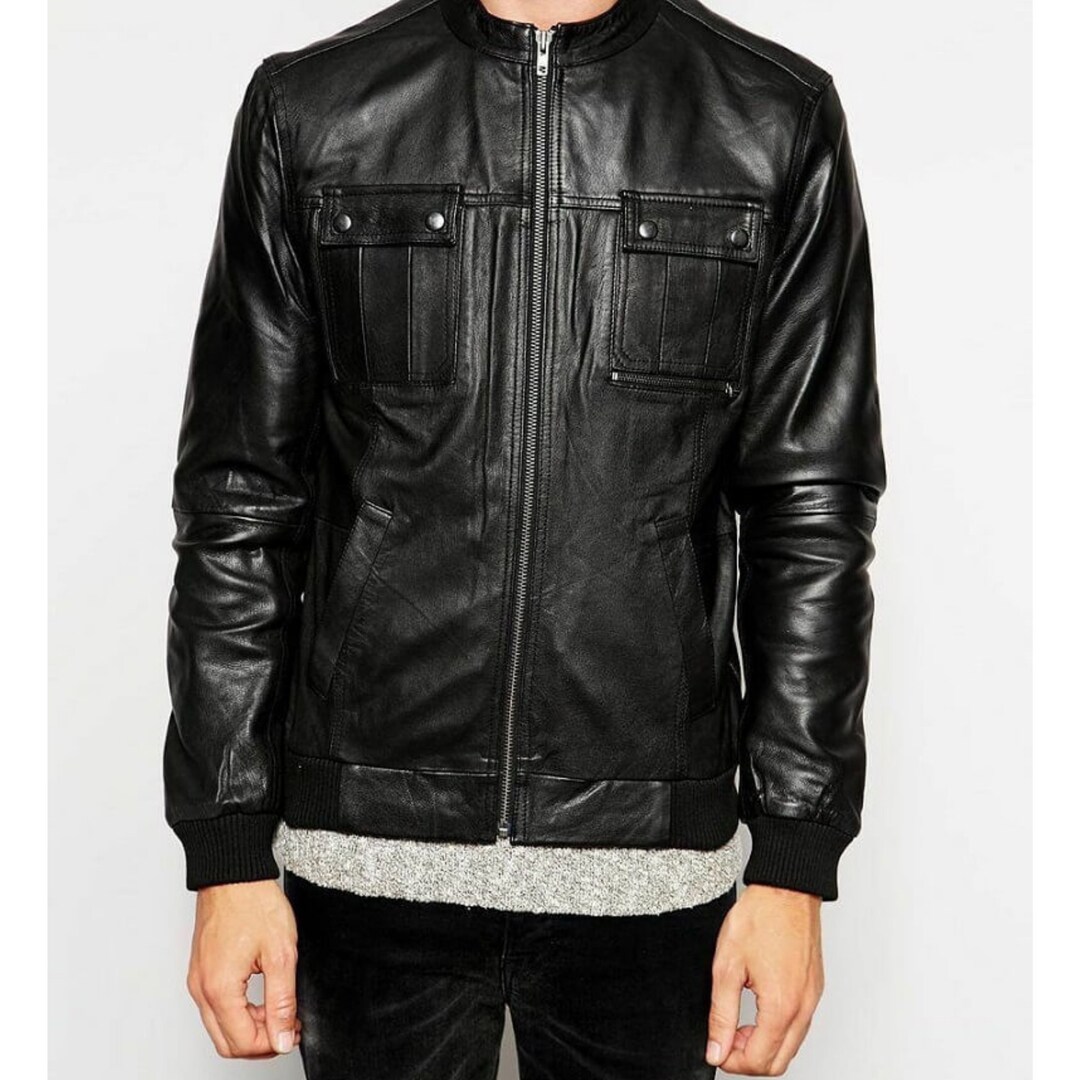 Black Mens Aviator Jacket Mens Leather Bomber Mens Aviator Etsy