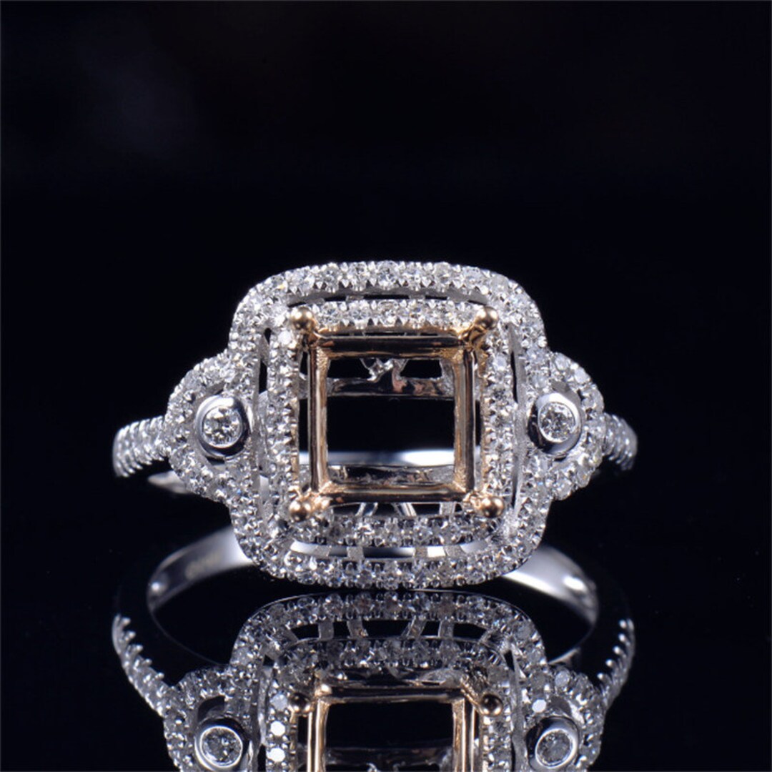 Flawless Stunning Lady Ring Princess Cut Semi Mount Ring Wedding Ring ...
