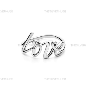 14k Solid Gold Tiny Cute Love Ring Love Script Stackable Band For Women And Girls Couples Love Ring Promise Ring Forever Love Ring