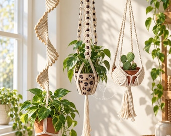 Macrame Plant Holder, Wall Planter, Indoor Hanging Planter, Boho Plant Hanger, Large Pot Holder, Hanging Plant Basket, Plant Lover Gift