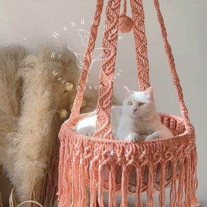 Macrame cat bed Macrame cat hammock Hanging cat swing Large cat tree Boho cat furniture Cat lover gifts Gifts for her