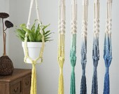 39 39 39 dip dye macrame plant hangers, macrame wall hanging planter indoor outdoor, rope crochet ceiling pot holder, blue gray yellow green