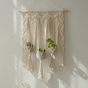 Macrame plant hanger Macrame wall hanging Woven tapestry Window curtain valance Boho bedroom decor wedding backdrop Rope triple planter