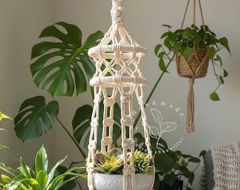 Macrame plant hanger no tassel Macrame plant holder no tail Small hanging planter Boho plant holder Plant lover gifts Gifts for her
