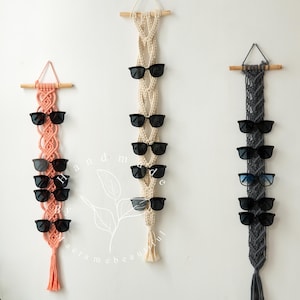 Macrame sunglasses holder Wall sunglasses rack Hanging eyeglass organizer Sunglasses display Eyeglass storage Gifts for her Gifts for Men