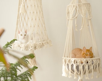 Hanging cat bed Cat tree Macrame cat hammock Cat wall furniture Cat swing Crochet cat cave, Cat supplies, Cat gifts, Cat lover gift