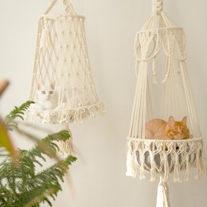 Hanging cat bed Cat tree Macrame cat hammock Cat wall furniture Cat swing Crochet cat cave, Cat supplies, Cat gifts, Cat lover gift