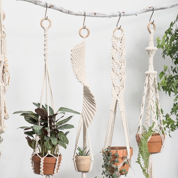 Suspension pour plante en macramé Jardinière suspendue Grande jardinière murale Porte-pot pour plante d'intérieur Corde au crochet Jardinière de plafond Décoration bohème Cadeaux pour amateurs de plantes