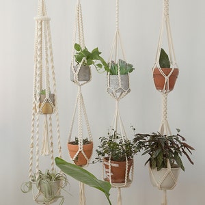 Double macrame plant hanger Large hanging planter indoor Long wall planter Pot holder 2 tier Ceiling planter, boho decor, Plant lover gifts