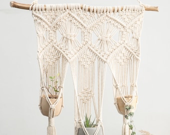 Makramee Blumenampel Set - 3er Set Pflanzenhänger Aus Baumwolle Boho Style