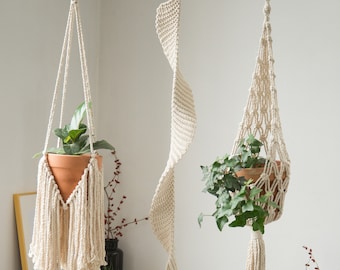 Makramee Pflanzenhänger Indoor Gartendekor Großer hängender Pflanzer Pflanzenhalter Pot Hanger Blumenampel, Wand Pflanzgefäß, Geschenk für Pflanzenliebhaber