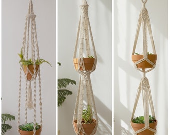 Macrame plant hanger Large hanging planter Indoor garden decor Double plant hanger Macrame planter Rope plant hanger, Plant lover gift