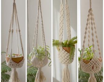 Boho Macrame Plant Hanger Large Hanging Planter Plant Holder Pot Hanger Hanging Basket Wall Planters, Plant Lover Gift, Indoor Garden