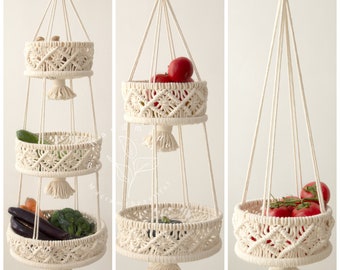 Hanging fruit basket Vegetable hammock Wall basket Kitchen storage Produce bag obstkorb hängend, makramee obstkorb, Gifts for mom