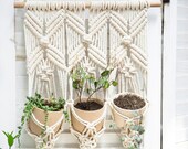 Macrame wall hanging Crochet plant hanger indoor outdoor Triple rope wall planter Decorative tapestry Boho bedroom dorm decor wedding gift