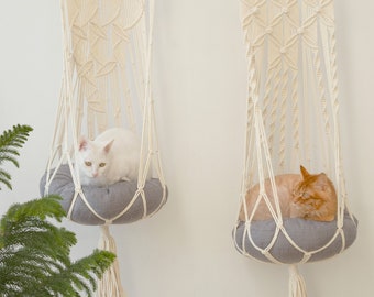 Hanging cat bed Cat tree Macrame cat hammock Cat wall furniture Cat swing Crochet cat cave, Cat supplies, Cat gifts, Cat lover gift