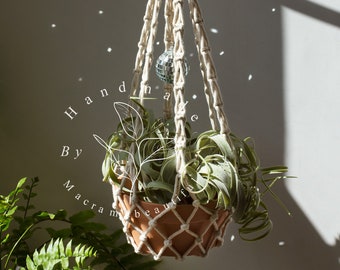 Colgador de plantas Macrame sin borla Jardinera colgante interior Jardinera Suncatcher Plantadora de bolas de discoteca Macrame suncatcher Regalos para amantes de las plantas