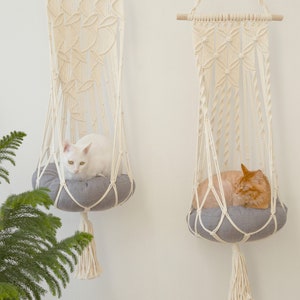 Hanging cat bed Cat tree Macrame cat hammock Cat wall furniture Cat swing Crochet cat cave, Cat supplies, Cat gifts, Cat lover gift