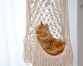 Macrame cat hammock Woven hanging dog bed Macrame wall cat swing Cat lover gifts Cute boho Crochet rope large pet toy furnitures supplies