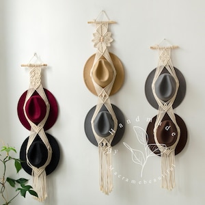 Macrame hat rack Macrame hat hanger Boho cowboy hat holder Wall hat rack Hat display rack Hat organizer Gifts for him Gifts for her