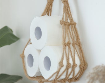 Toilet paper holder Toilet roll storage Boho bathroom decor Paper towel holder Jute toilet roll, Kitchen basket, Housewarming gifts