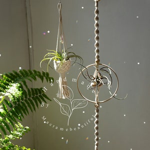 Suncatcher air plant holder Disco ball air plant hanger Small macrame plant hanger with light catcher Airplant display plant lover gift
