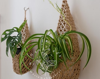 Wall hanging basket Hanging fruit basket Boho kitchen storage basket Macrame jute basket Large macrame plant hanger Gifts for her