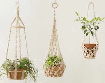 Plant hanger no tassel Hanging planter Hanging plant holder Indoor planter Macrame planter Macrame plant holder, Plant lover gifts